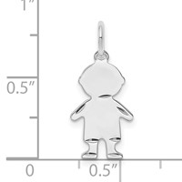 SSilver Rh-plt D C Engravable Boy Polished Front Satin Back Disc Charm view 3
