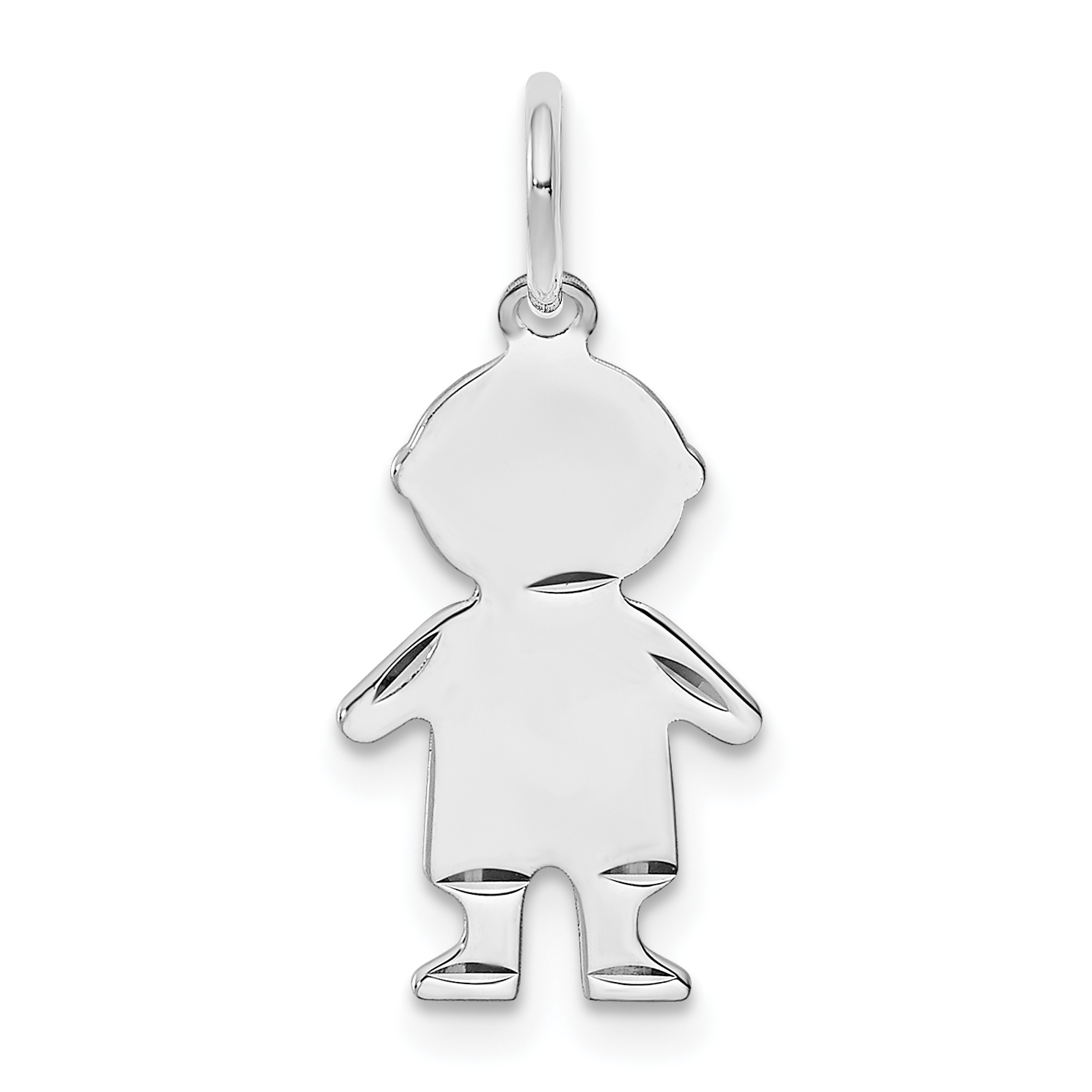 SS Rh-plt D/C Engraveable Boy Polished Front/Satin Back Disc Charm (QM327/18)