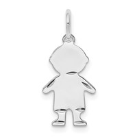 SSilver Rh-plt D C Engravable Boy Polished Front Satin Back Disc Charm view 1