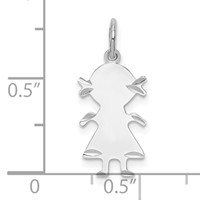 Sterling Silver Rh-plt Engravable Girl Polished Front Back Disc Charm view 3