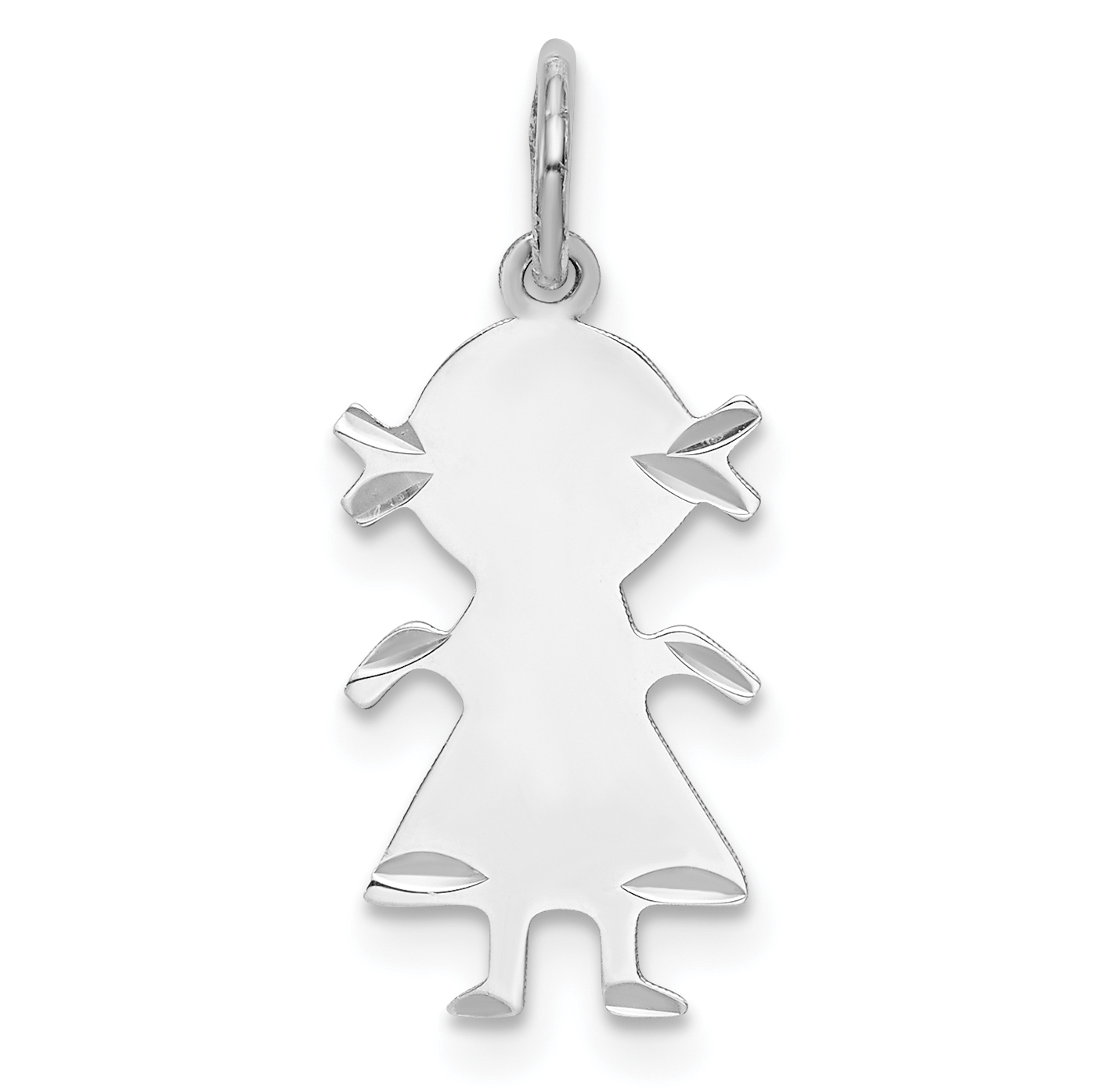 SS Rh-plt D/C Engraveable Girl Polished Front/Satin Back Disc Charm (QM328/18)