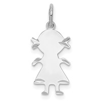 Sterling Silver Rh-plt Engravable Girl Polished Front Back Disc Charm view 1