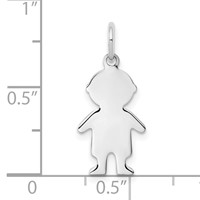 Sterling Silver Rhod-plated Eng. Boy Polished Front Satin Back Disc Charm view 3