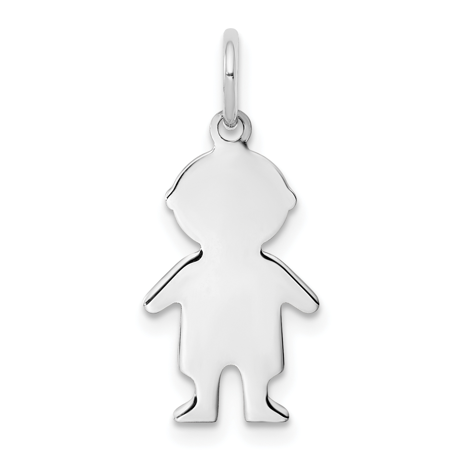 Sterling Silver Rhod-plated Eng. Boy Polished Front/Back Disc Charm (QM329/18P)