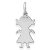 Sterling Silver Rhod-plated Eng. Girl Polished Front Back Disc Charm view 4