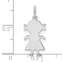 Sterling Silver Rhod-plated Eng. Girl Polished Front Back Disc Charm view 3