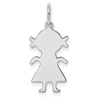 Sterling Silver Rhod-plated Eng. Girl Polished Front Back Disc Charm view 1
