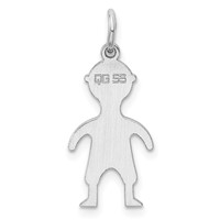 Sterling Silver Rhod-plated Eng. Boy Polished Front Satin Back Disc Charm view 4