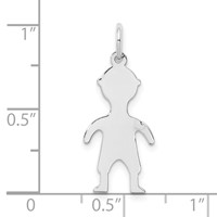 Sterling Silver Rhod-plated Eng. Boy Polished Front Satin Back Disc Charm view 3