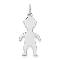 Sterling Silver Rhod-plated Eng. Boy Polished Front Satin Back Disc Charm view 1