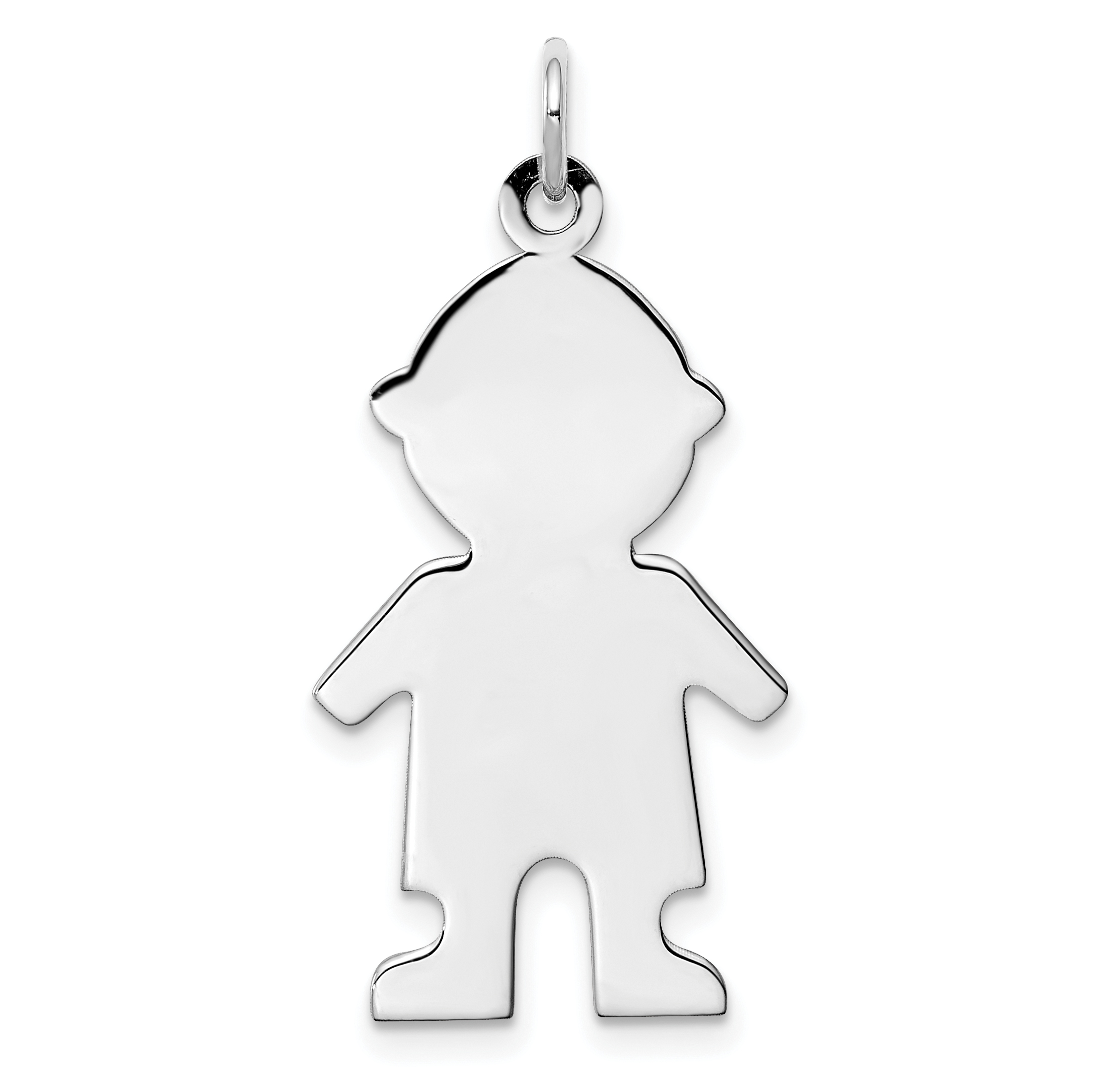 Sterling Silver Rhod-plated Eng. Boy Polished Front/Satin Back Disc Charm (QM333/18)