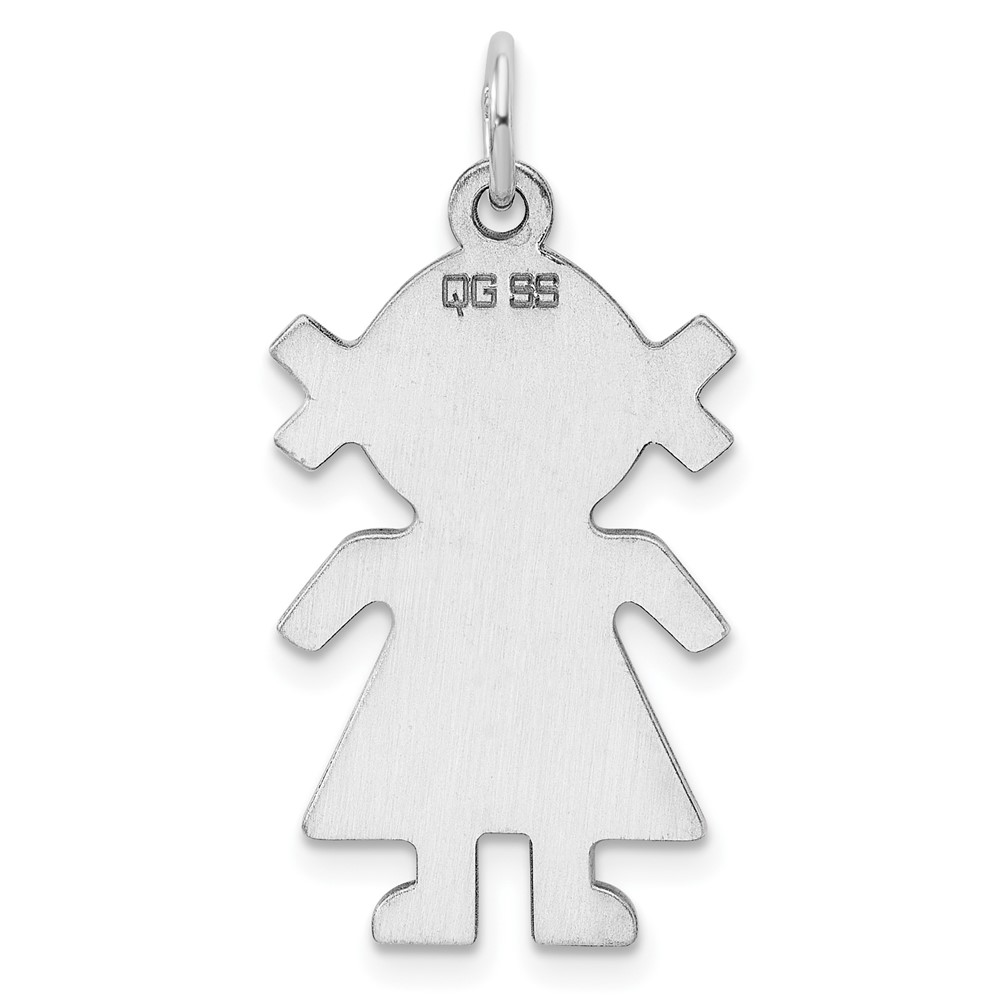 Sterling Silver Rhod-plated Eng. Girl Polished Front/Back Disc Charm (QM334/18P)