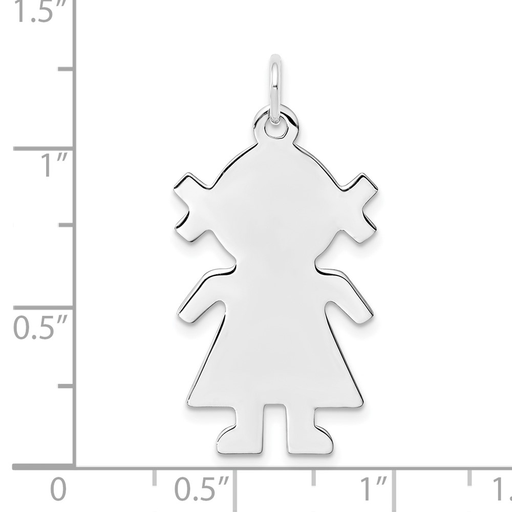 Sterling Silver Rhod-plated Eng. Girl Polished Front/Back Disc Charm (QM334/18P)