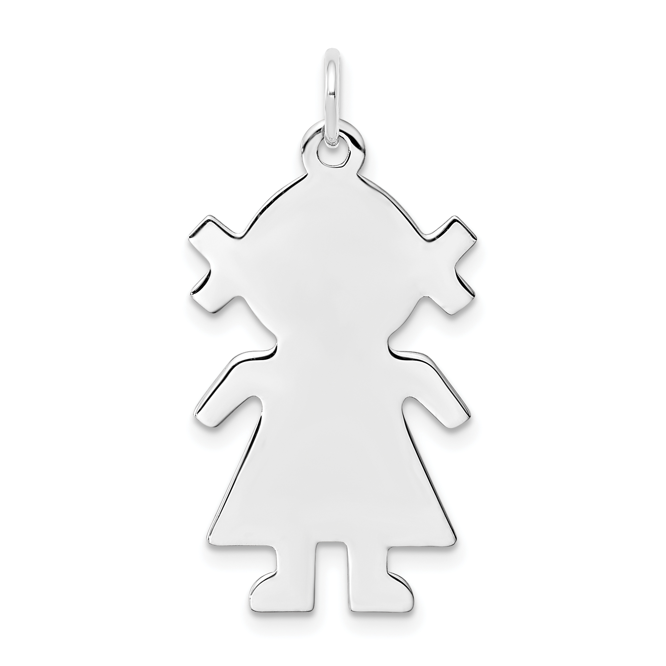 Sterling Silver Rhod-plated Eng. Girl Polished Front/Back Disc Charm (QM334/18P)