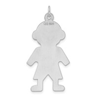 Sterling Silver Rhodium-plated Engraveable Boy Polished Front Satin Back Disc Charm view 3