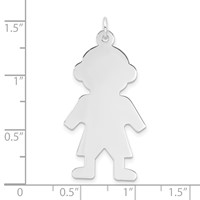Sterling Silver Rhodium-plated Engraveable Boy Polished Front Satin Back Disc Charm view 4