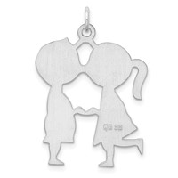 Sterling Silver Rhodium-plated Engravable Boy Girl Disc Charm view 4