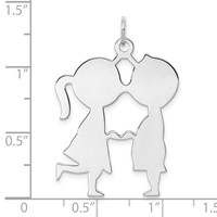 Sterling Silver Rhodium-plated Engravable Boy Girl Disc Charm view 3