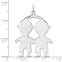 SSilver Rh-plt Engravable Boy Boy Polished Front Satin Back Disc Charm view 3