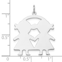 SSilver Rh-plt Engravable Girl Girl Polished Front Satin Back Disc Charm view 3