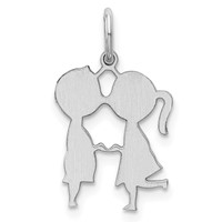 SSilver Rh-plt Engravable Boy Girl Polished Front Satin Back Disc Charm view 4