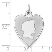 Sterling Silver Rhodium-plated Engravable Boy Disc Charm view 3