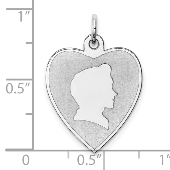 Sterling Silver Rhodium-plated Engravable Boy Disc Charm
