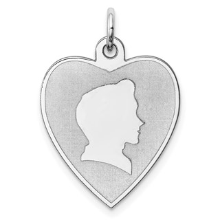 Sterling Silver Rhodium-plated Engravable Boy Disc Charm
