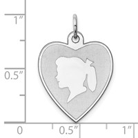 Sterling Silver Rhodium-plated Engravable Girl Disc Charm view 3