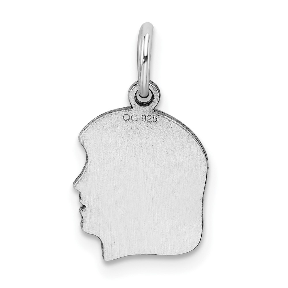 Sterling Silver Rh-plt Engraveable Girl Disc Charm Polish on Front/Back (QM346/27P)