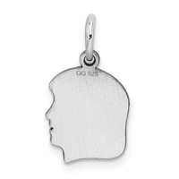 Sterling Silver Rh-plt Engravable Girl Disc Charm Polish on Front Back view 4