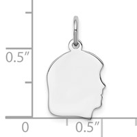 Sterling Silver Rh-plt Engravable Girl Disc Charm Polish on Front Back view 3