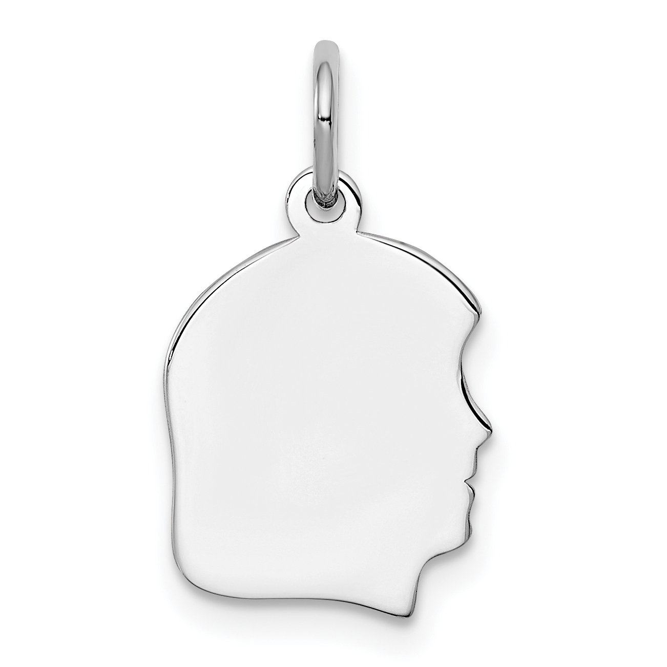 Sterling Silver Rh-plt Engraveable Girl Disc Charm Polish on Front/Back (QM346/27P)