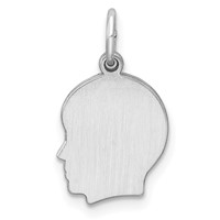 SSilver Rh-plt Engravable Boy Polished Front Satin Back Disc Charm view 4