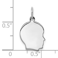 SSilver Rh-plt Engravable Boy Polished Front Satin Back Disc Charm view 3