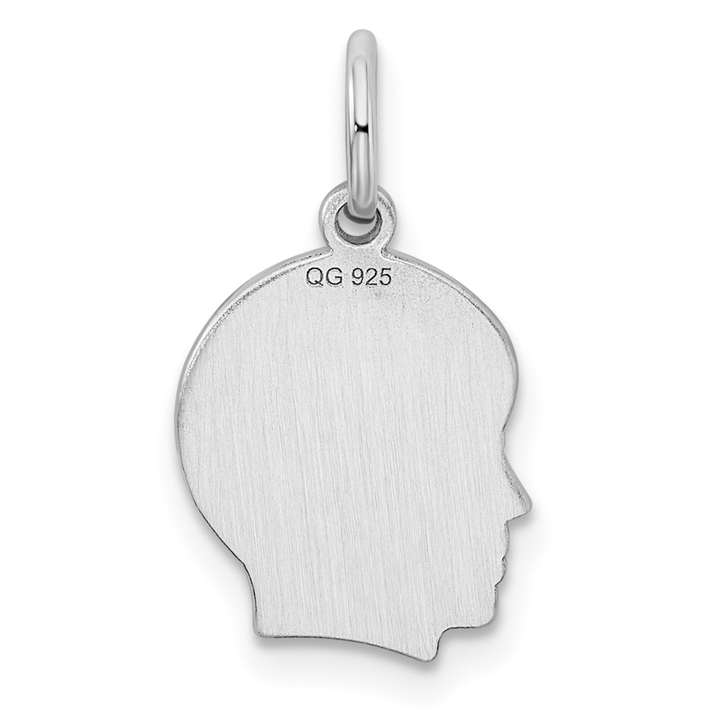 Sterling Silver Rh-plt Engraveable Boy Disc Charm Polish on Front/Back (QM348/27P)
