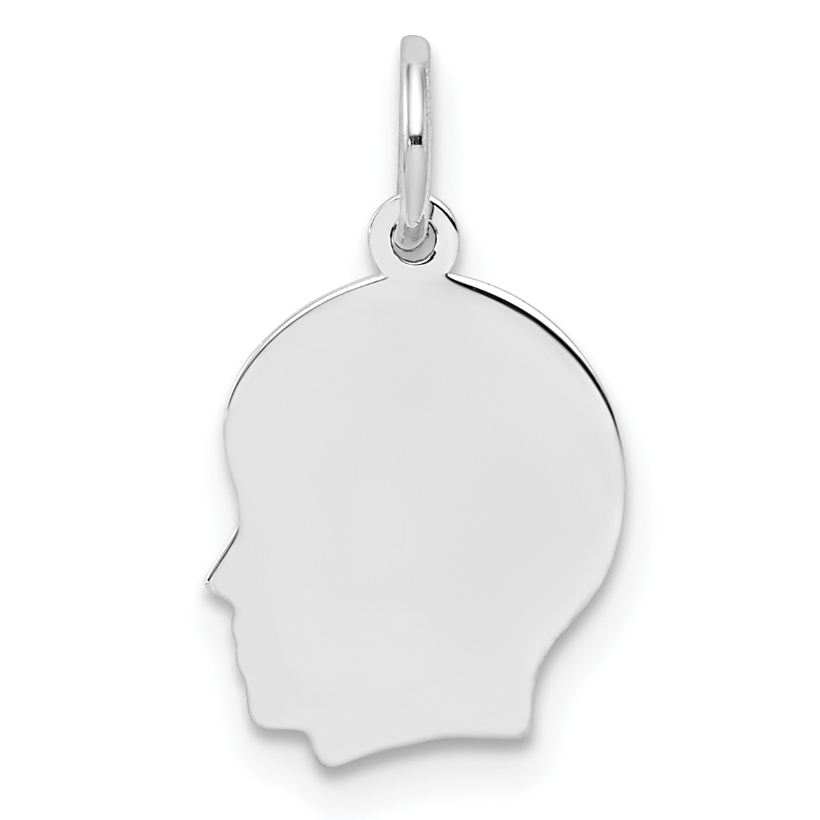 Sterling Silver Rh-plt Engraveable Boy Disc Charm Polish on Front/Back (QM348/27P)