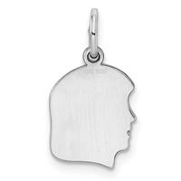 Sterling Silver Rh-plt Engravable Girl Disc Charm Polish on Front Back view 4
