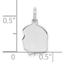 Sterling Silver Rh-plt Engravable Girl Disc Charm Polish on Front Back view 3