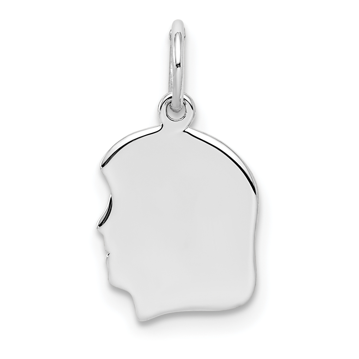 Sterling Silver Rh-plt Engraveable Girl Disc Charm Polish on Front/Back (QM349/27P)