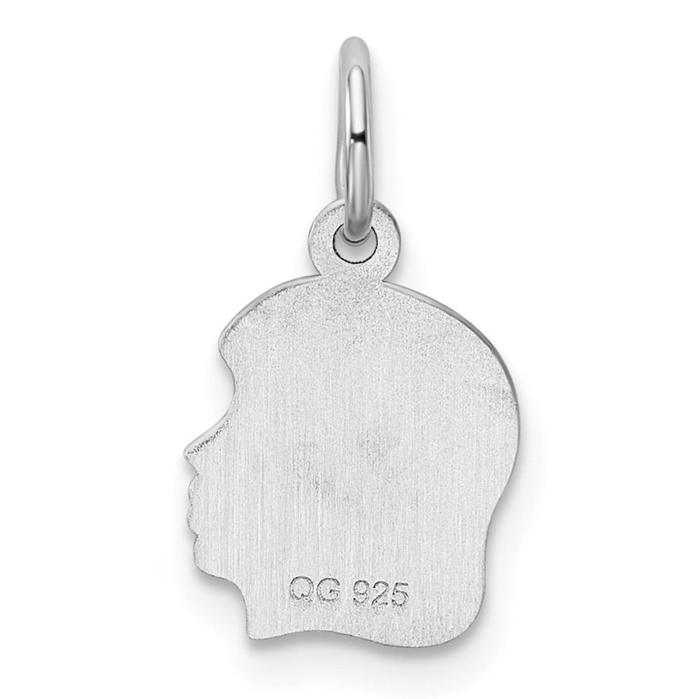 Sterling Silver Rh-plt Engraveable Girl Disc Charm Polish on Front/Back (QM350/18P)