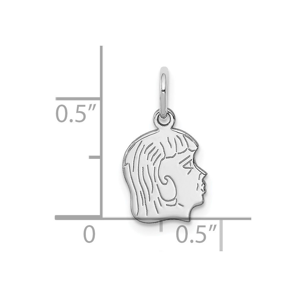 Sterling Silver Rh-plt Engraveable Girl Disc Charm Polish on Front/Back (QM350/18P)