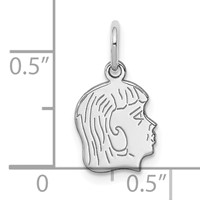 SSilver Rh-plt Engravable Girl Polished Front Satin Back Disc Charm view 3