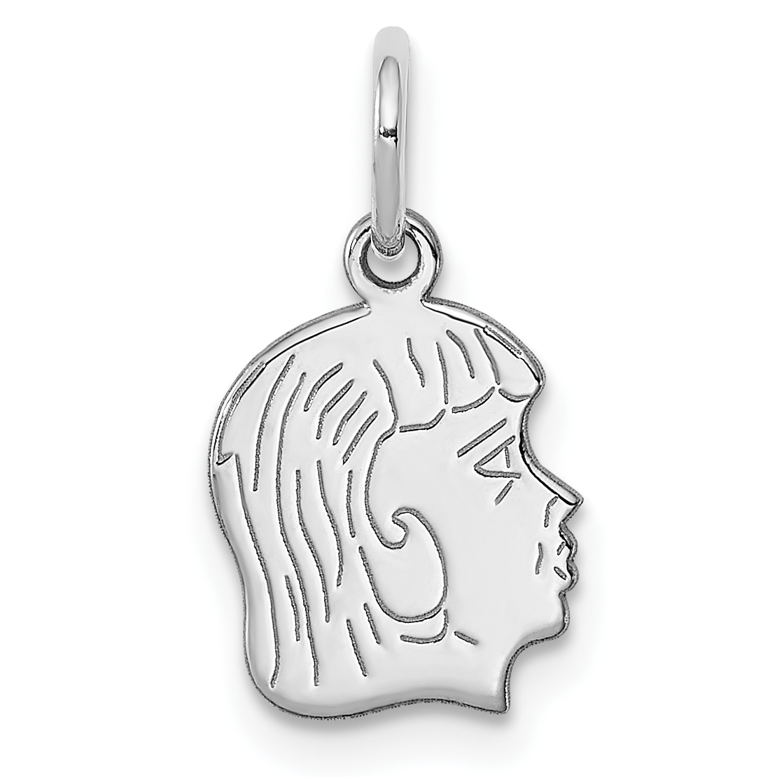 Sterling Silver Rh-plt Engraveable Girl Disc Charm Polish on Front/Back (QM350/18P)
