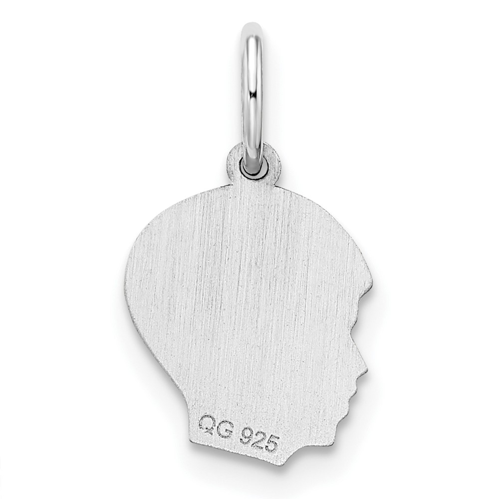 Sterling Silver Rh-plt Engraveable Boy Disc Charm Polish on Front/Back (QM351/18P)