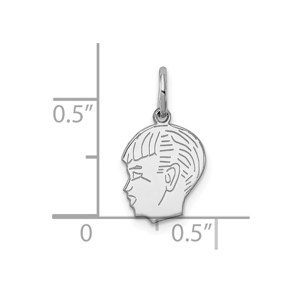 Sterling Silver Rh-plt Engraveable Boy Disc Charm Polish on Front/Back (QM351/18P)