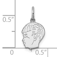 SSilver Rh-plt Engravable Boy Polished Front Satin Back Disc Charm view 3