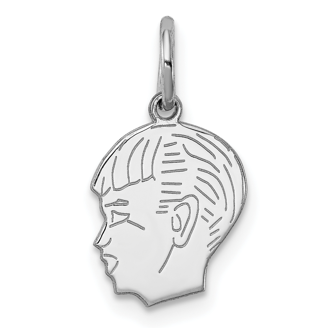 Sterling Silver Rh-plt Engraveable Boy Disc Charm Polish on Front/Back (QM351/18P)
