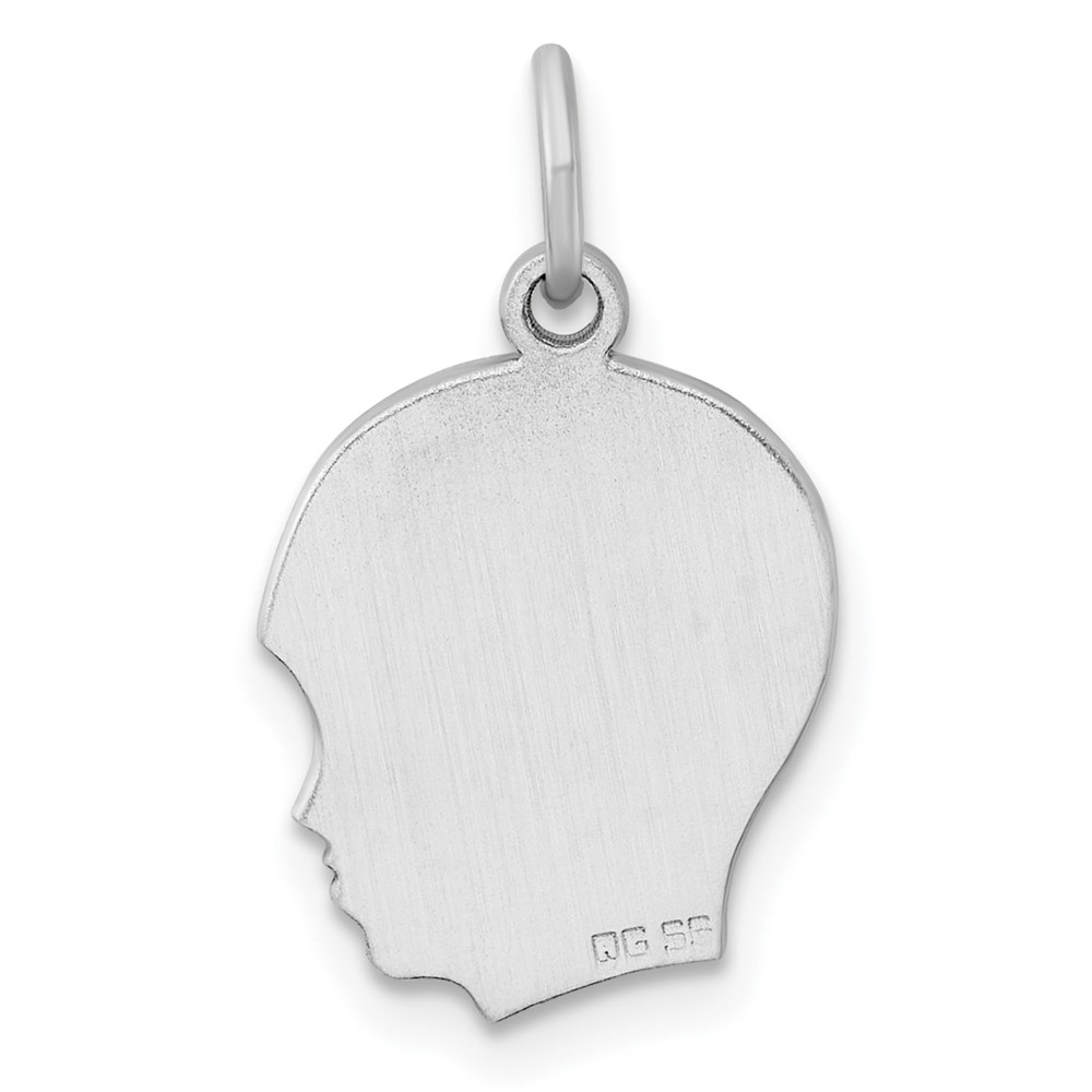 Sterling Silver Rh-plt Engraveable Boy Disc Charm Polish on Front/Back (QM352/18P)