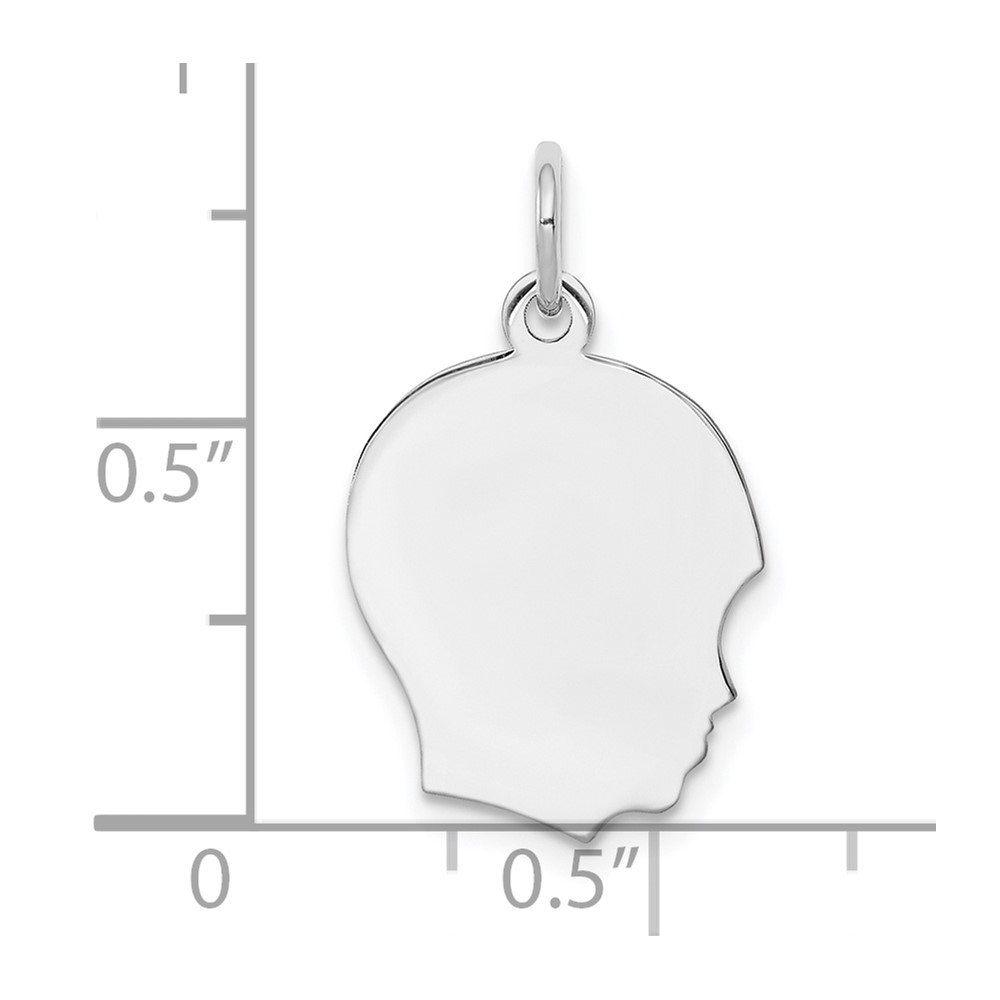 Sterling Silver Rh-plt Engraveable Boy Disc Charm Polish on Front/Back (QM352/18P)
